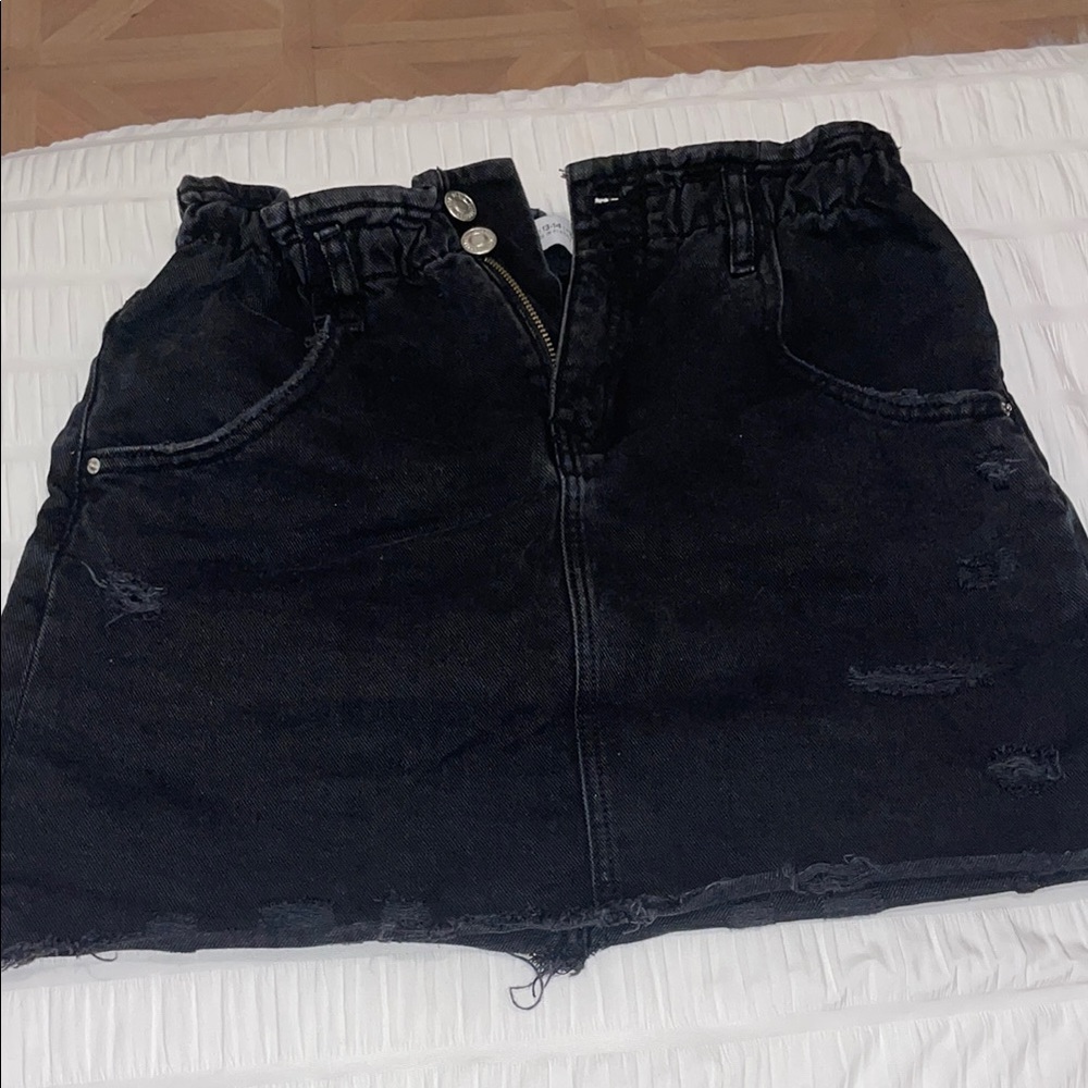 Zara Blue Bubble Mini Skirt Ruched Casual